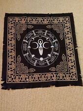 Triple Moon Altar Cloth Wiccan Celtic Black Scarf 24