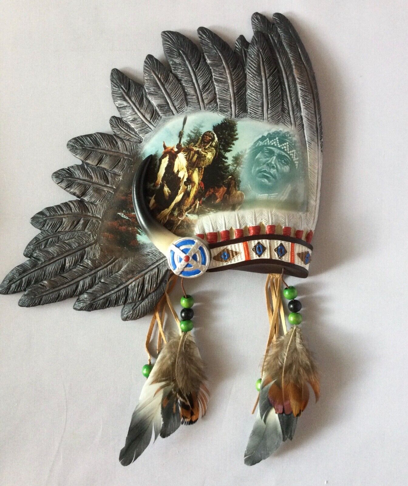 Bradford Exchange Indian Warrior Headdress Replica Noble Spirits COA  Chuck Ren