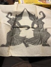 THAI BUDHIST TEMPLE RUBBING ON RICE PAPER BROWN FIGURES DANCING picture