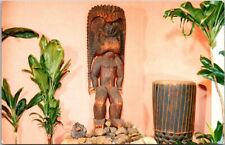 Hawaiian Temple Wood Sculpture Statue Drum Tiki Polynesian 50s Koppel Postcard  picture