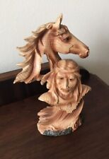 Native American Warrior with Horse Wood Like (Resin) Figurine Everspring Import picture