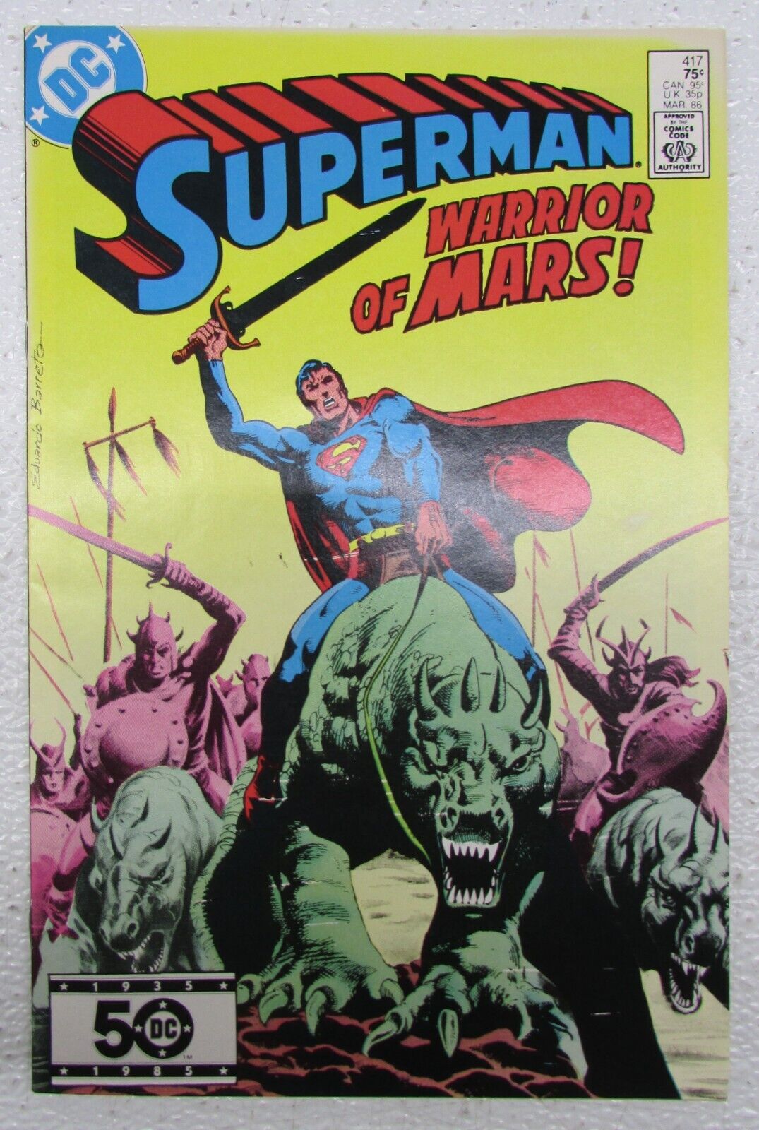 DC COMIC BOOK SUPERMAN WARRIOR OF MARS #417 MAR 1986