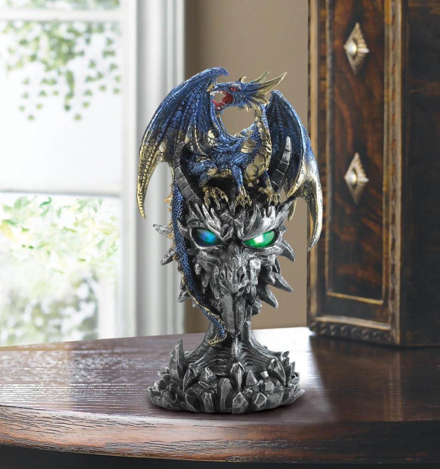 Dragon on Top of Eagle Warrior with LED Eyes Statue Figurine - Myth Legend Decor