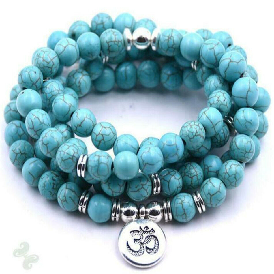 6mm green Turquoise 108 beads Bracelet Bless fengshui yoga Cheaply MONK Buddhism 