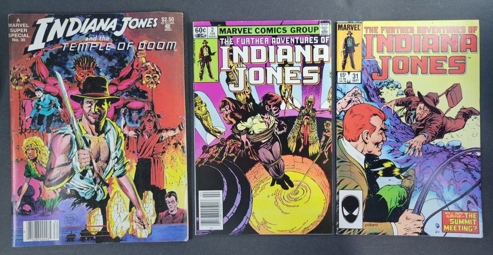 (3) Indiana Jones Marvel Comic Books #2 31 Super Special #30 Temple of Doom 1984