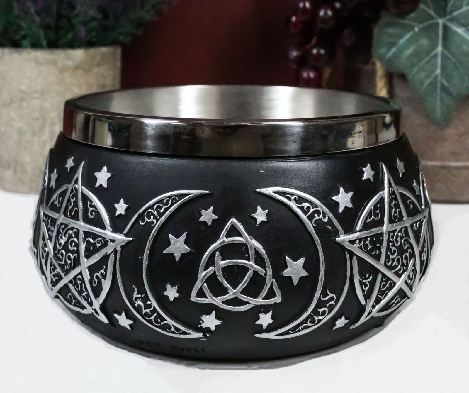 Wicca Metaphysical Triple Moon Celtic Triquetra Symbol Smudging Smudge Bowl