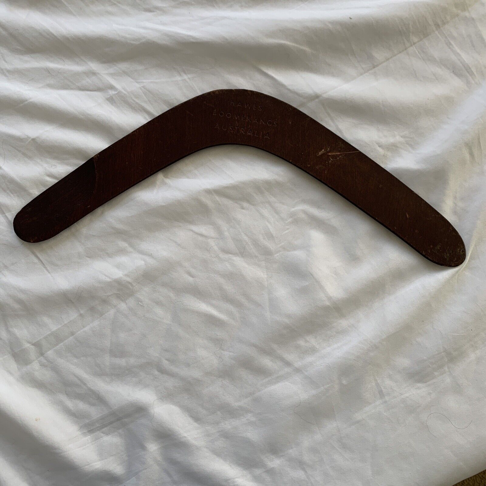Vintage Hawes Boomerang, Hand Carved Wood, 17 Inches