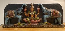 Hindu Goddess Lakshmi with two Elephants Temple Art Work India Wooden Panel picture