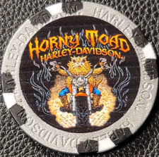 HORNY TOAD HD ~ TEMPLE, TEXAS~ (Metallic Silver Wide Print) Harley Poker Chip picture