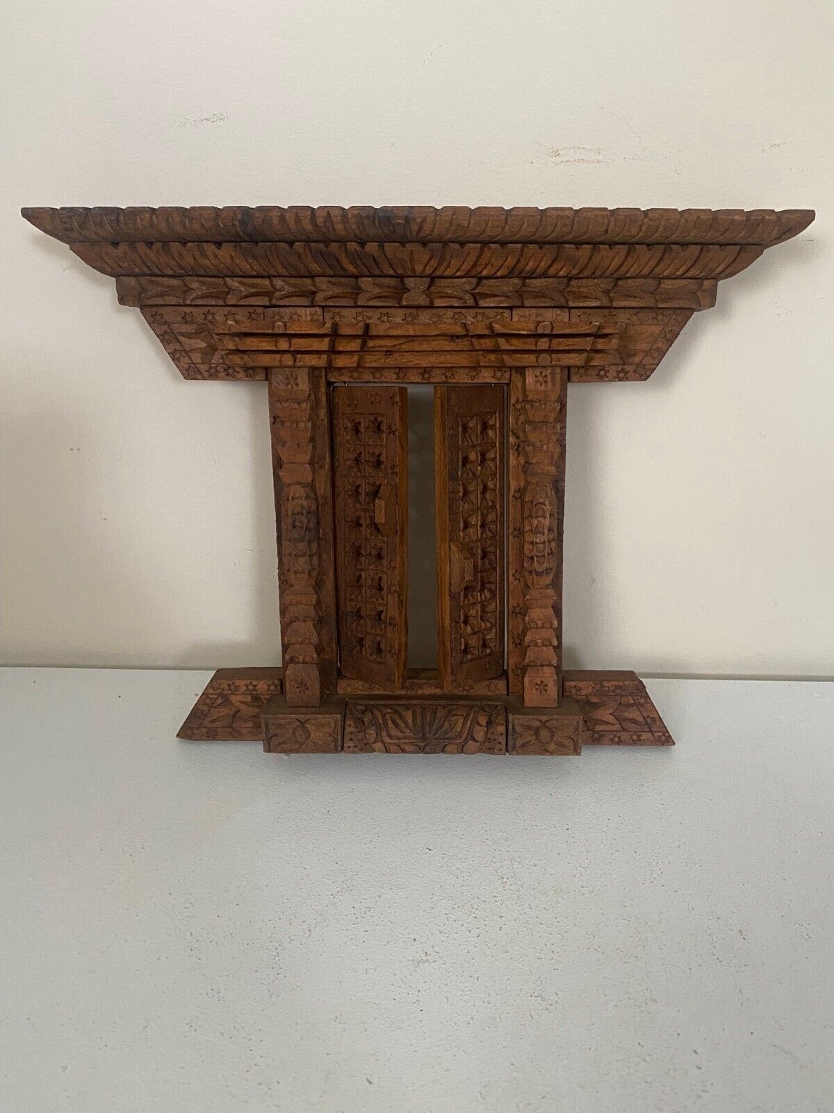 Handcarved Wooden Tibetan Temple Gate Wall Hanging