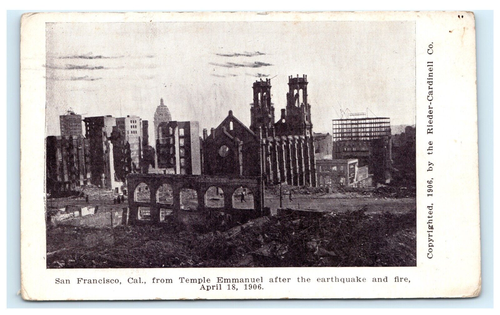 San Francisco CA From Temple Emmamnuel After Earthquake Fire Postcard D7