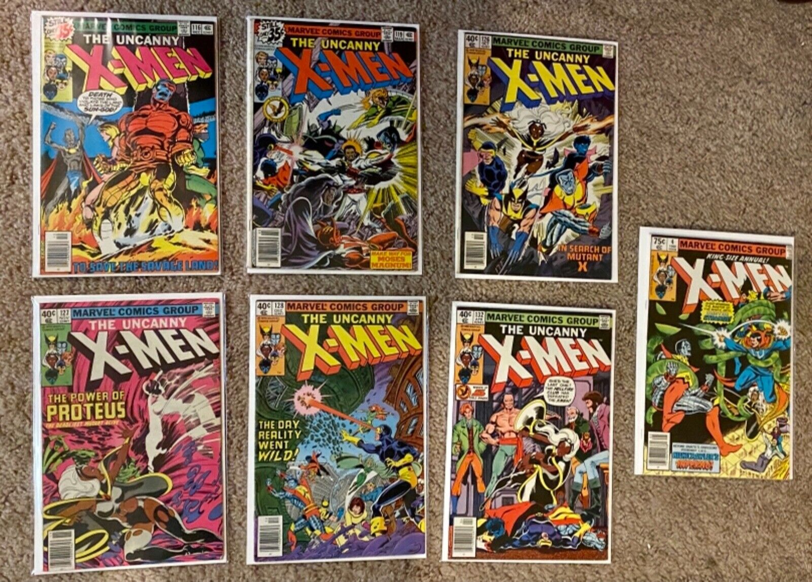 Lot of 7 Bronze Age X-Men Comics Ann 4,116 119 126 127 128 132 Hellfire, Proteus