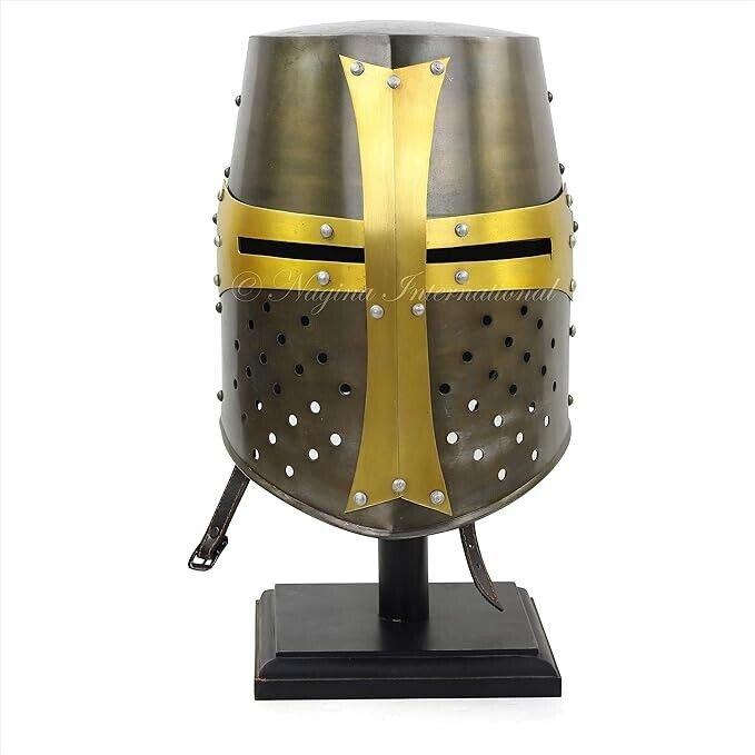 Medieval Era Warrior Helmet Barbuta Crusader Knight Templar Armour Greek Steel