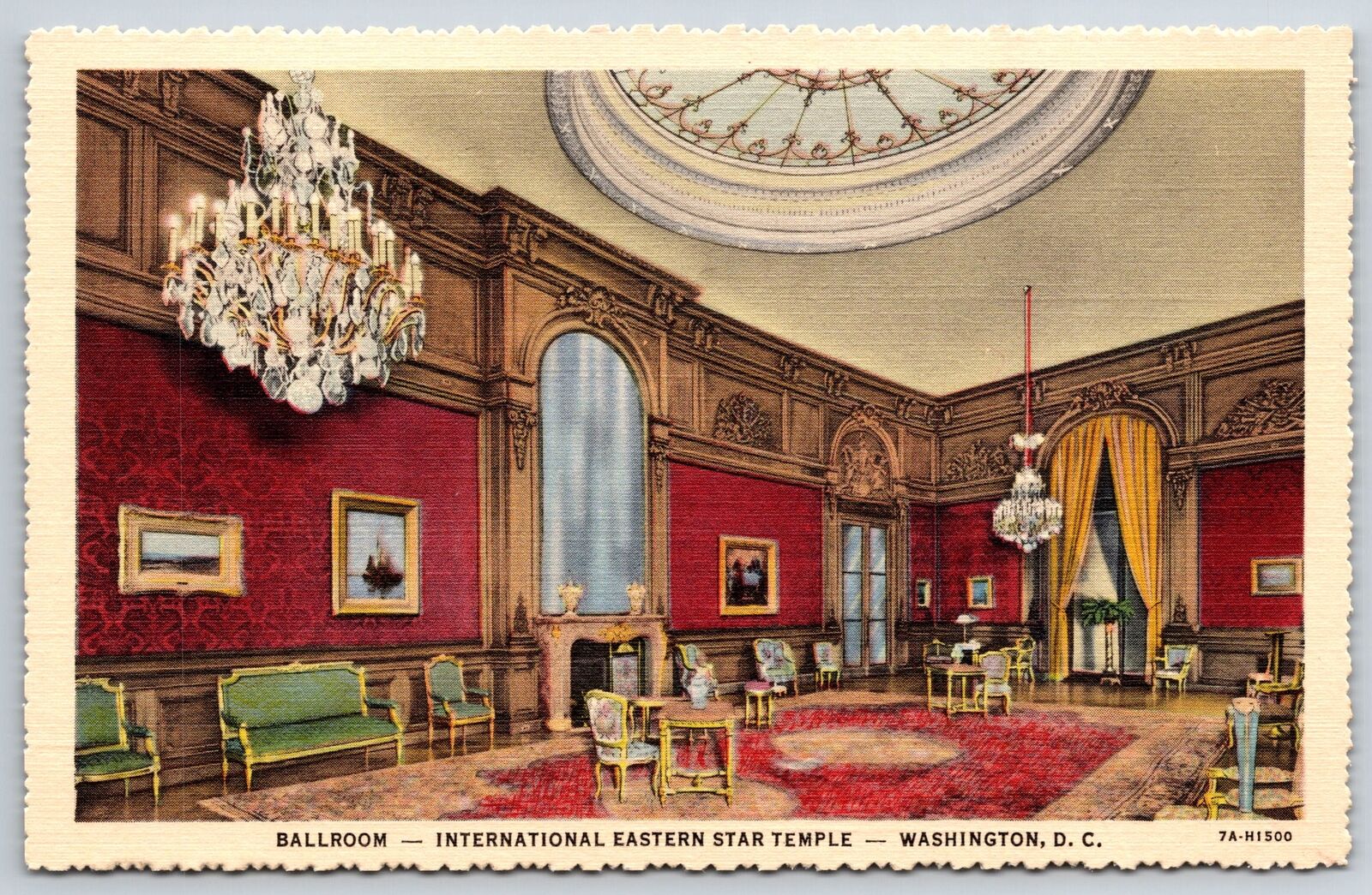 Washington DC~International Eastern Star Temple Interior~Ballroom~1937 Linen PC