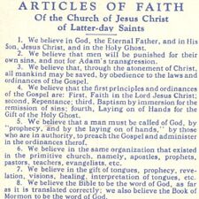 1940s Salt Lake City UT Church LDS Articles of Faith Linen Card Temple Block C44 picture