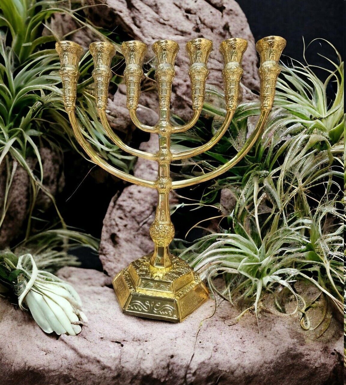 Menorah Jerusalem Temple 11 Inch Height 29 Cm 7 Branches Gold L 