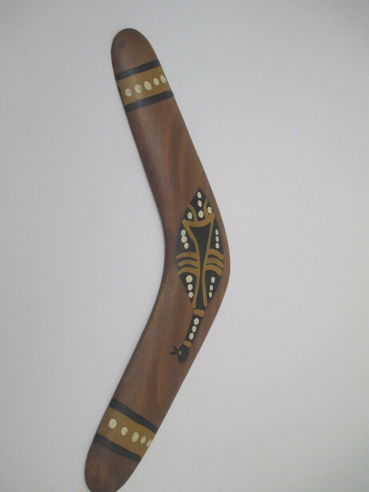 Australian Souvenir Aboriginal Art Aussie Kippa-Ring Returning Wood Boomerang 