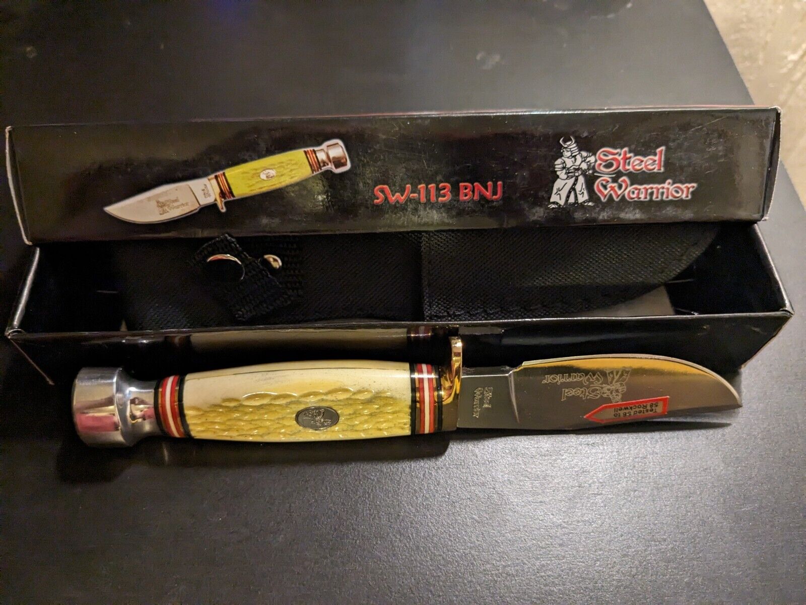 Frost Cutlery Steel Warrior Yellow Fixed Knife SW-113BNJ With Sheath