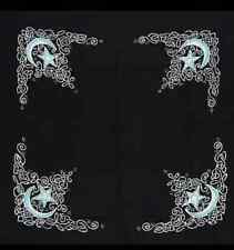 Celtic Moon Altar Cloth Pentagram Black Batik Scarf 36