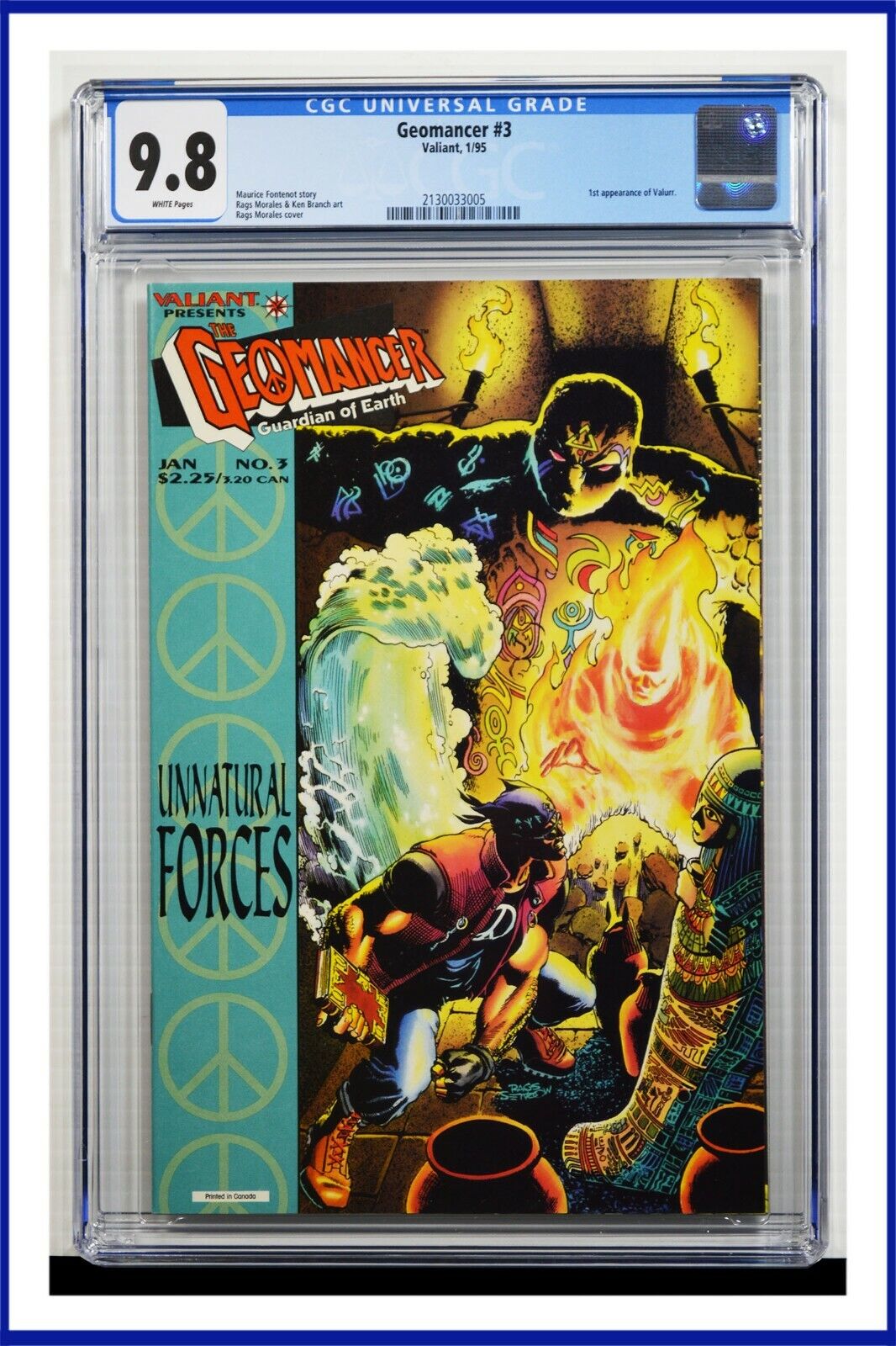 Geomancer #3 CGC Graded 9.8 Valiant January 1995 White Pages Comic Book