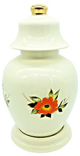 Vintage Temple Ginger Jar Ceramic Urn Orange Poppy Bell Lid Gold Finial 9