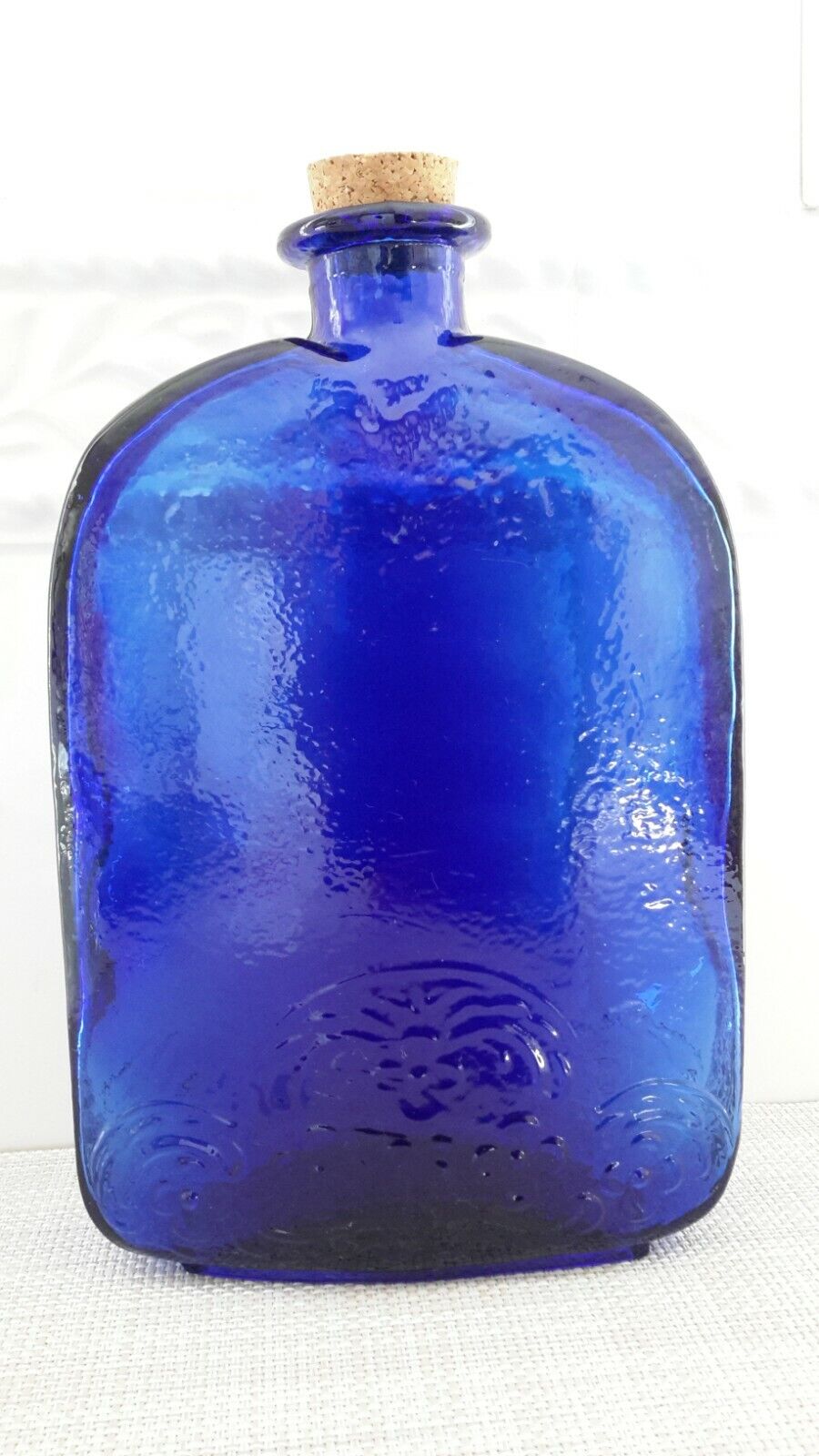 Whole Housewares 10.5 H 18 Ounce Blue Glass Decorative Bottles Fish Shaped Bottles with Cork Set of 2