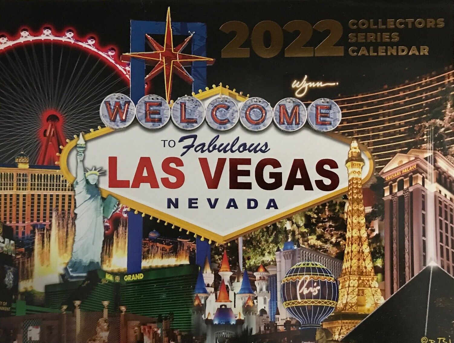 2022 13 Month Las Vegas Welcome Sign Strip Hotels Wall Calendar Casino MGM Luxor 