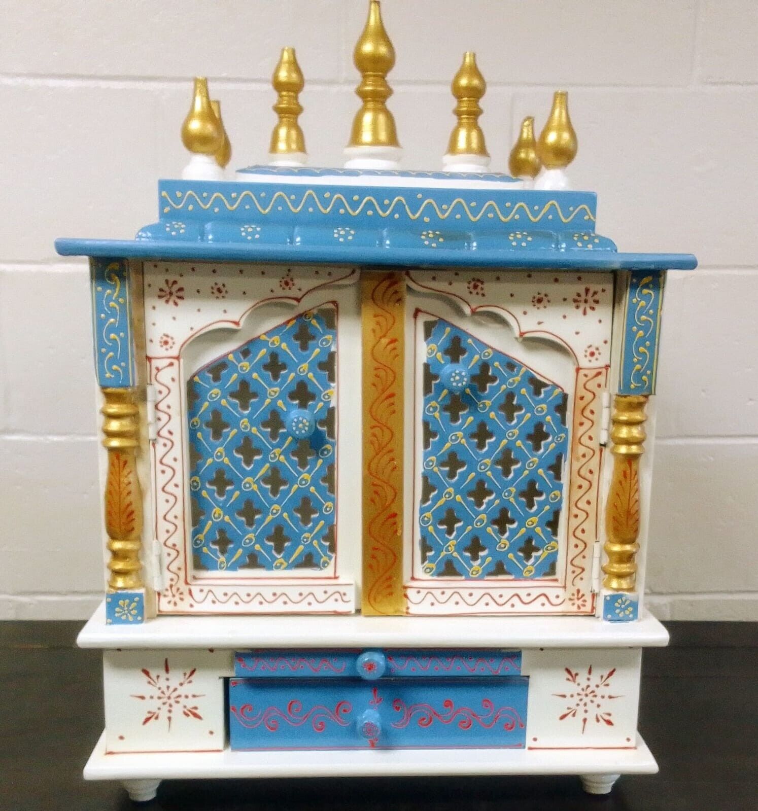 Ships from USA: Wood Altar Temple Mandir Pooja Ghar Mandap for Worship
