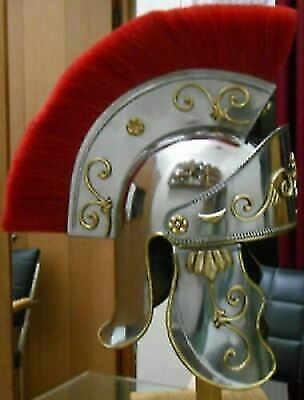 Medieval Roman Viking King Arthur Helmet With Red Plume Liner Reenactment 