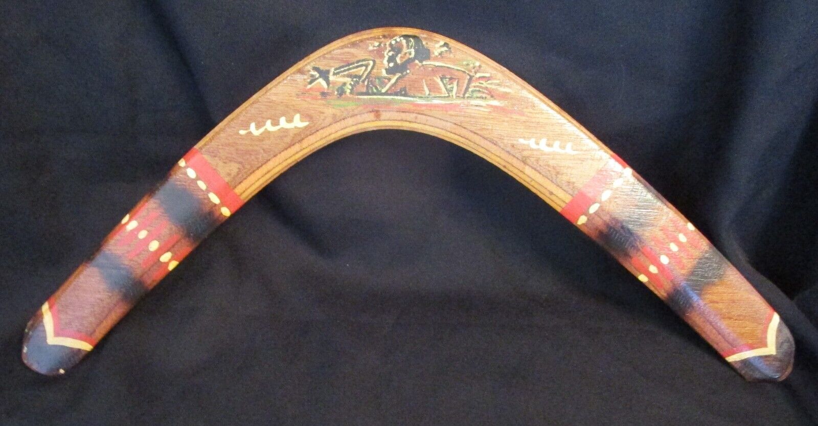Vintage Hand-painted - Tralee Station - Wooden Boomerang Australia Signed
