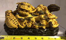 vintage reclining temple foo dog /dragon/lion with 8 children 8” L 4” H on stand picture