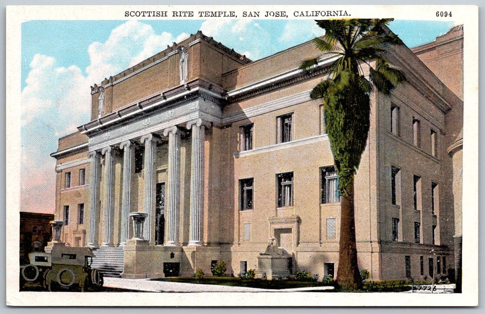 San Jose California 1920s Postcard Scottish Rite Temple