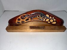 Genuine Handmade, Handpainted Australian Boomerang. Wooden. With Stand picture