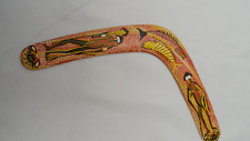 Wooden Australian Boomerang Hand Painted Aboriginal Design 14