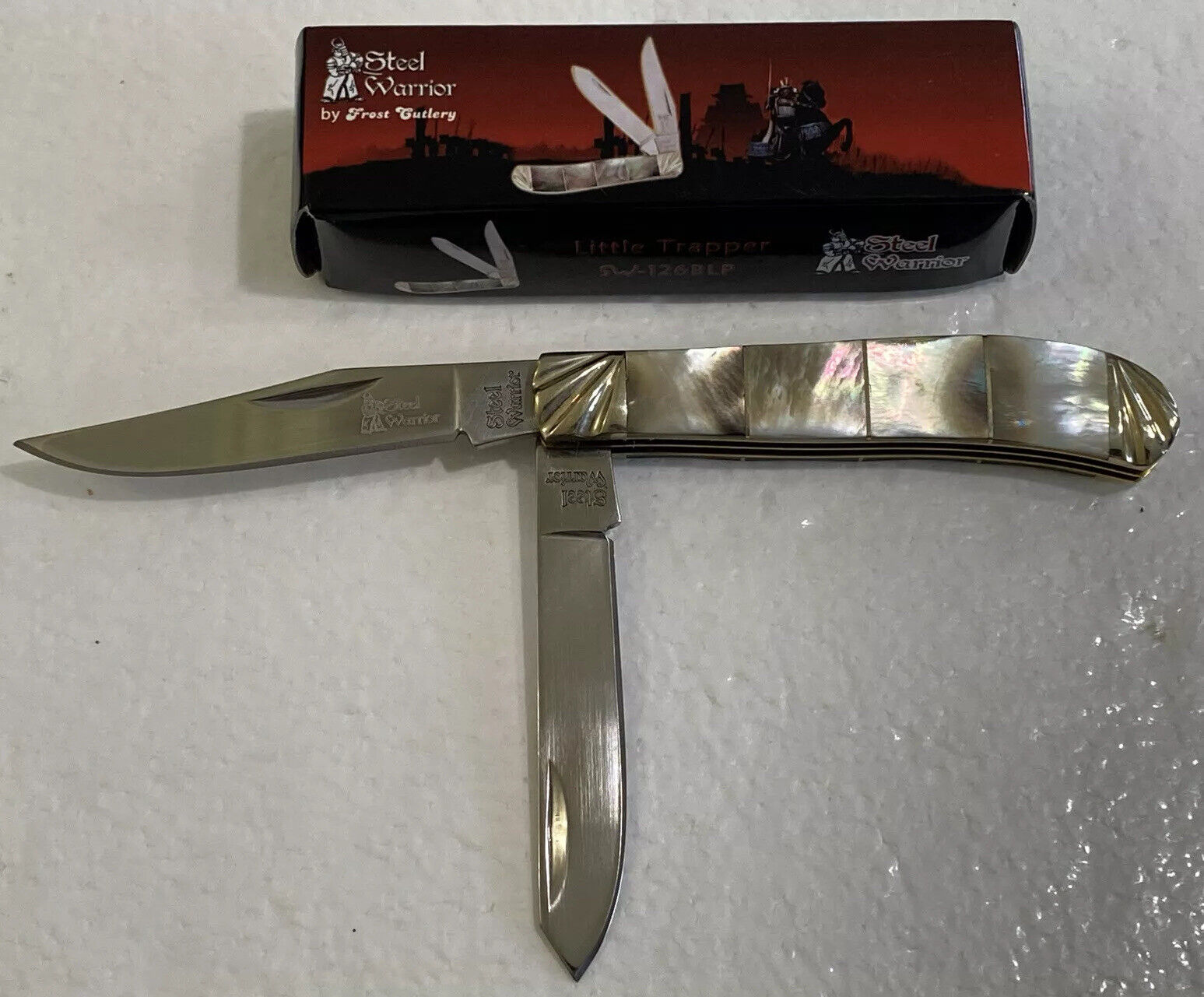 Steel Warrior Collector  Knife ~ Little Trapper BLACK LIP PEARL Handle ~ MIB