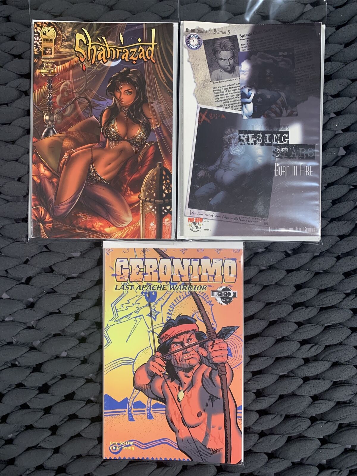 3 Book Mixed TPB Lot: Shahrazad #1, Rising Stars #1 Geronimo Last Apache Warrior