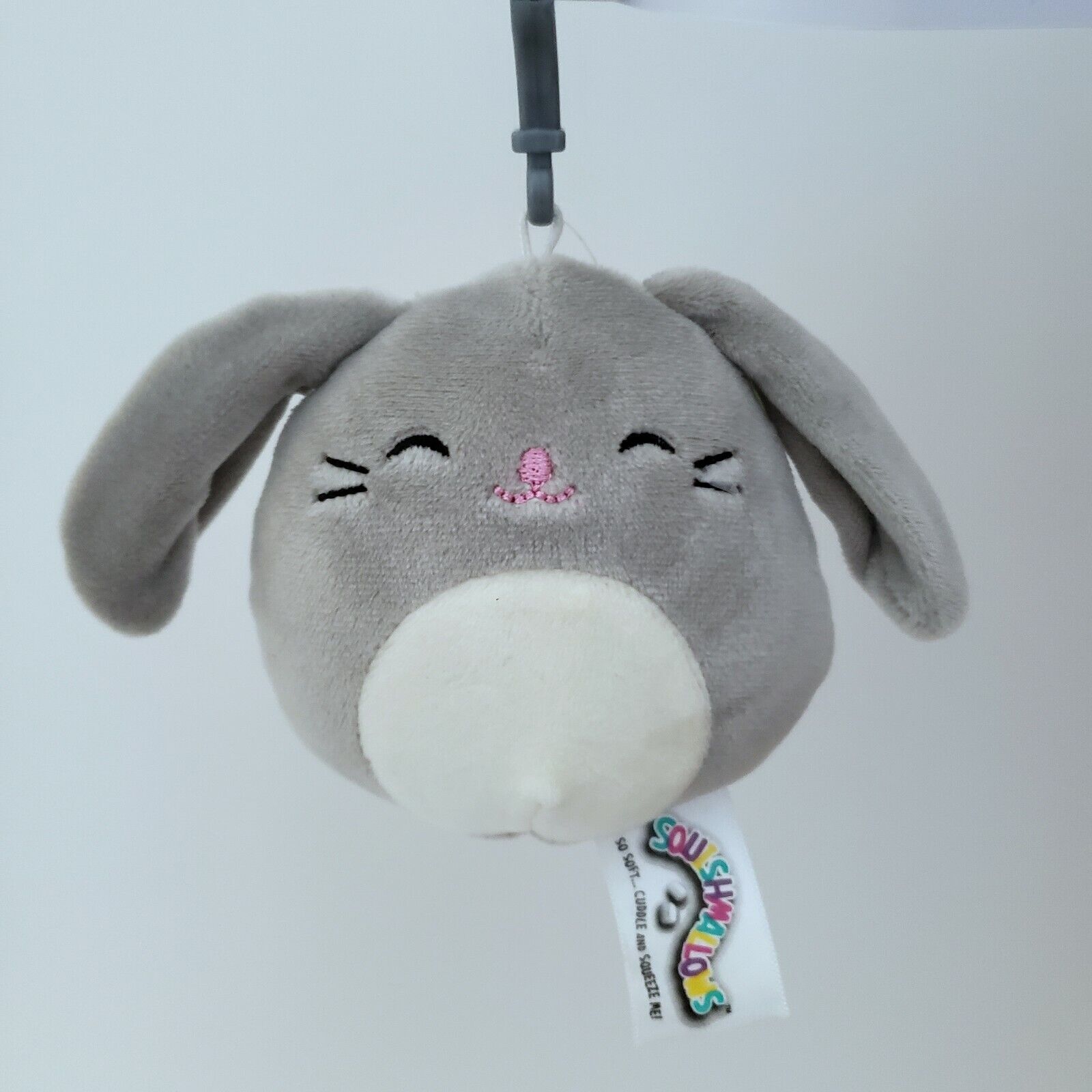 NWT Squishmallow Plush Squishy 3.5" Blake the Gray Bunny  Clip On Easter Rabbit