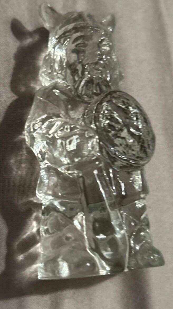 Vintage Viking Warrior With Sword And Shield 24% Lead Crystal 3” Tall