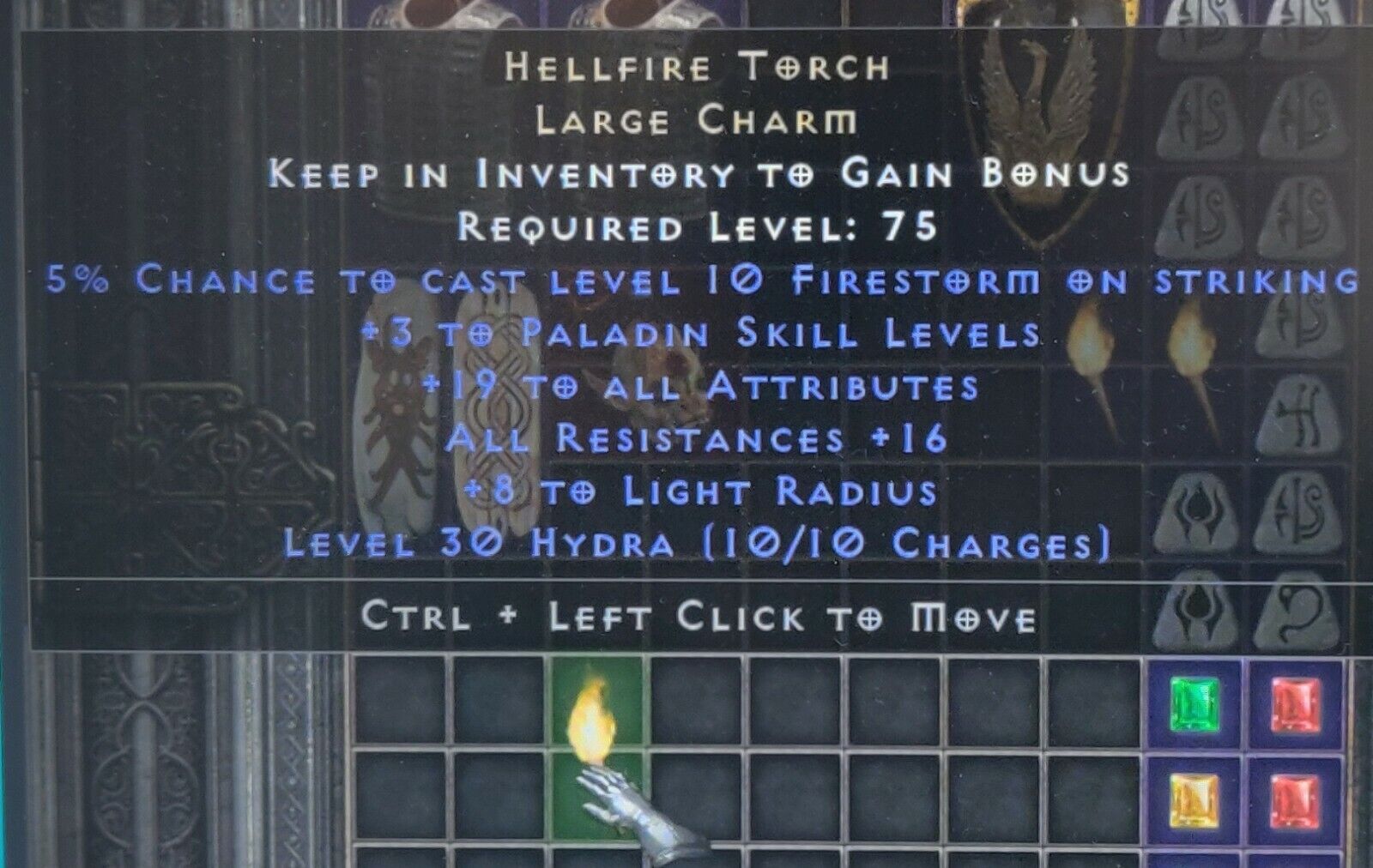 Paladin Hellfire Torch 19/16 Diablo II: Resurrected D2R Items PC Switch