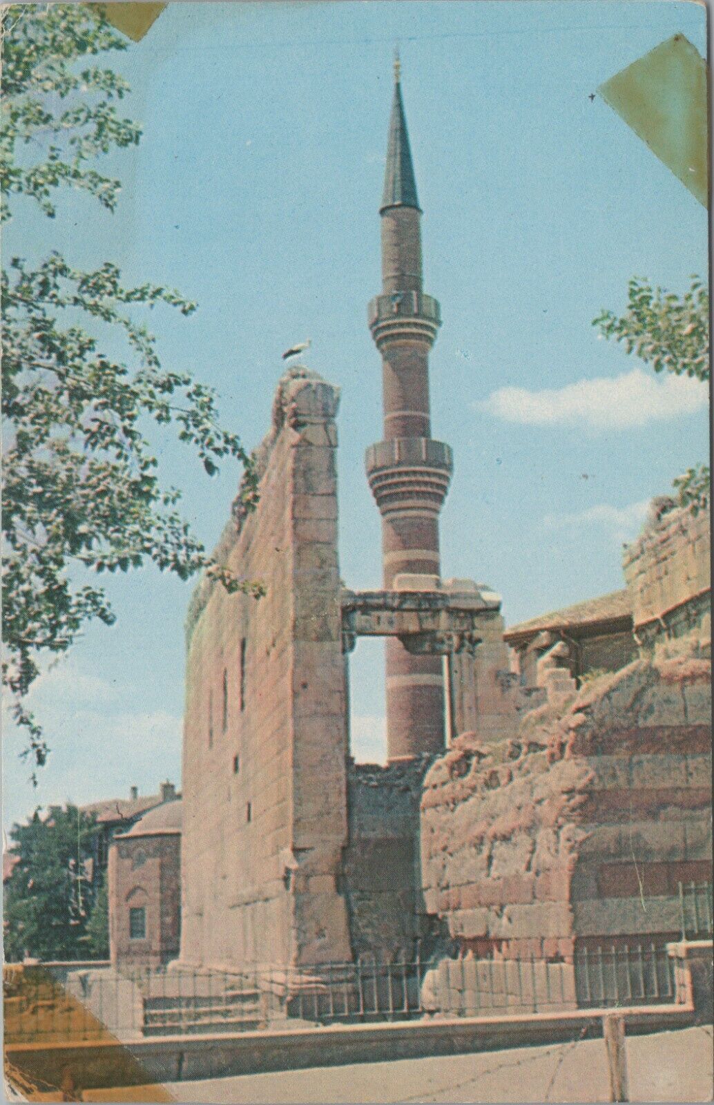 Temple Of Augustus Minaret Haci Bayram Mosque Ankara Turkey VTG Chrome Post Card