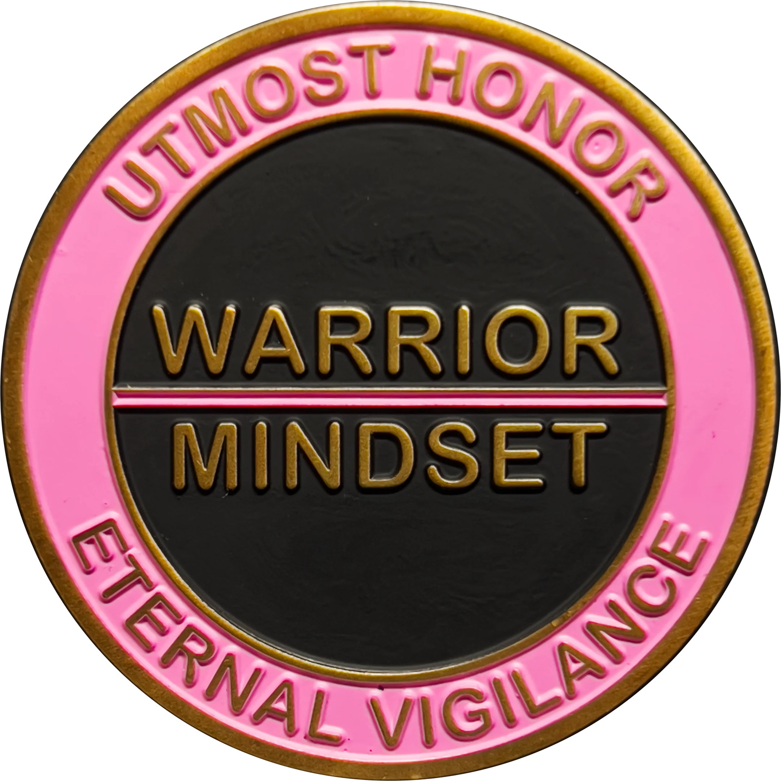 GL8-007 Warrior Mindset Challenge Coin Thin Pink Line Breast Cancer Awareness Su