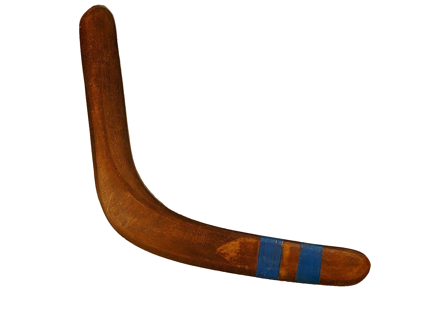 Vintage Hawes Boomerang Carved Wood Blue Stripe-Mudgeeraba, Queensland-17.5 In