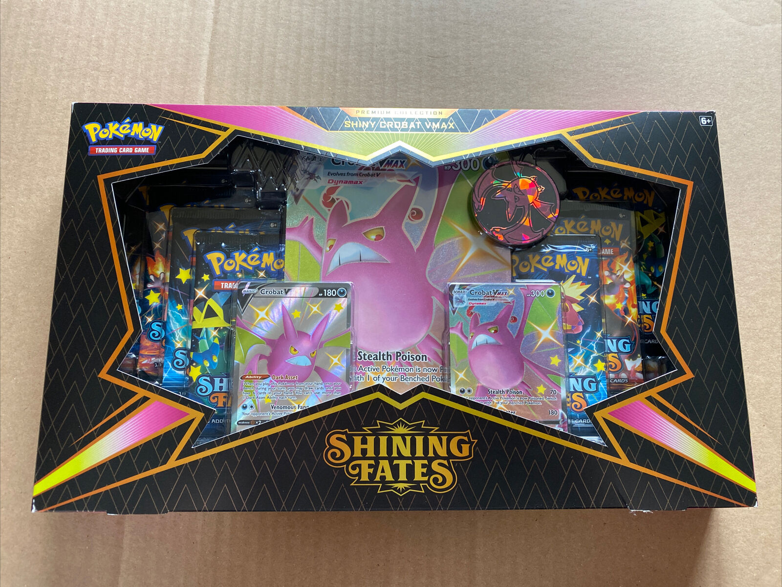 Shining Fates Premium Collection Crobat V Pokemon sealed box