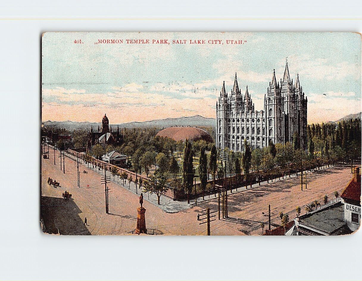 Postcard Mormon Temple Park, Salt Lake City, Utah