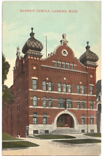 Masonic Temple-Lansing, Michigan MI-antique unposted postcard picture