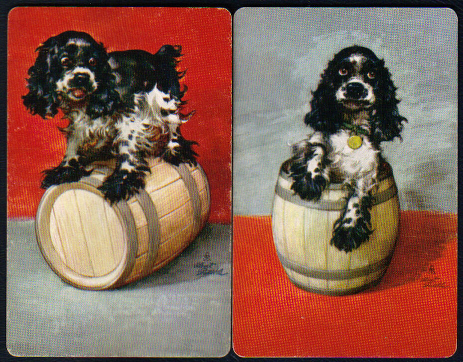 Puppy Dog My Furry Pet SINGLE Swap Playing Cards PAIR #18 Terrier Cocker Spaniel 