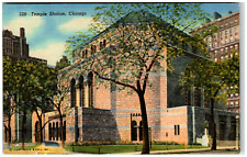 Postcard Linen Temple Shalom Chicago, IL picture