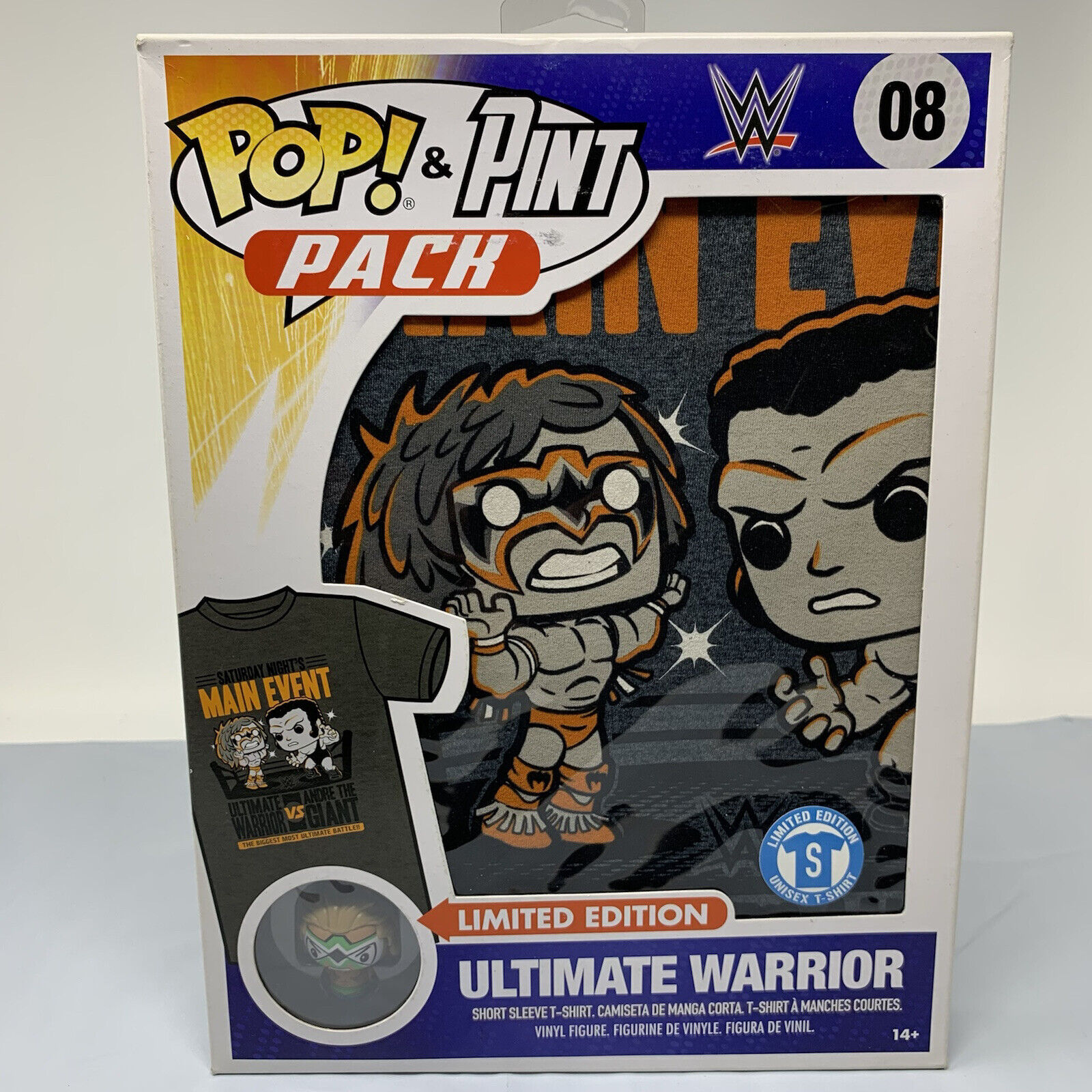 WWE Funko Pop T-shirt & Pint Size Hero Ultimate Warrior Vs Andre The Giant SMALL 