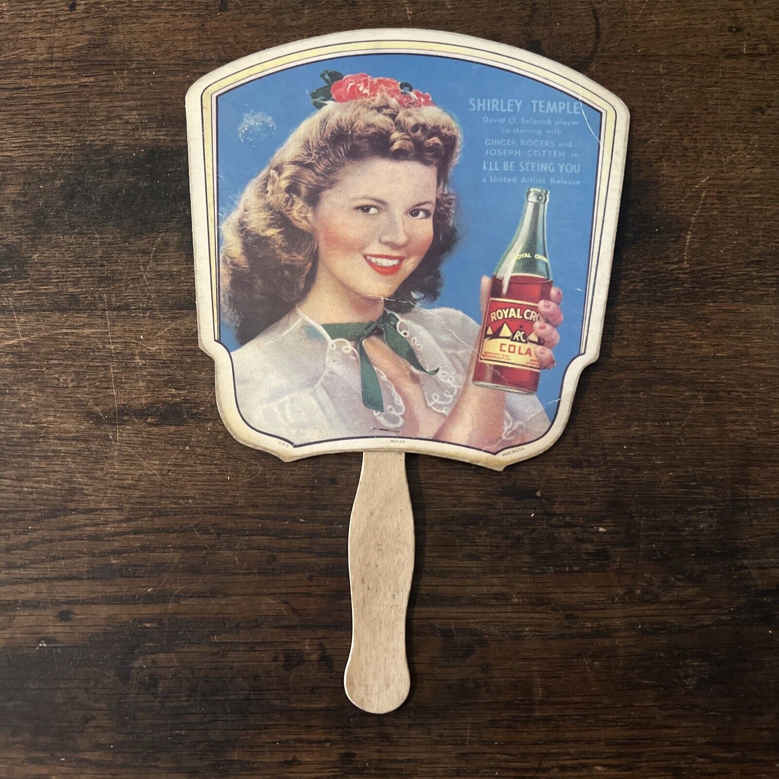 Rare Shirley Temple RC Cola Ad Fan, WW2 War Bonds Nehi Vintage Antique