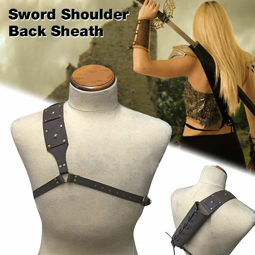 Medieval Style Sword Back Sheath Scabbard Warrior Holder One/Double Shoulders